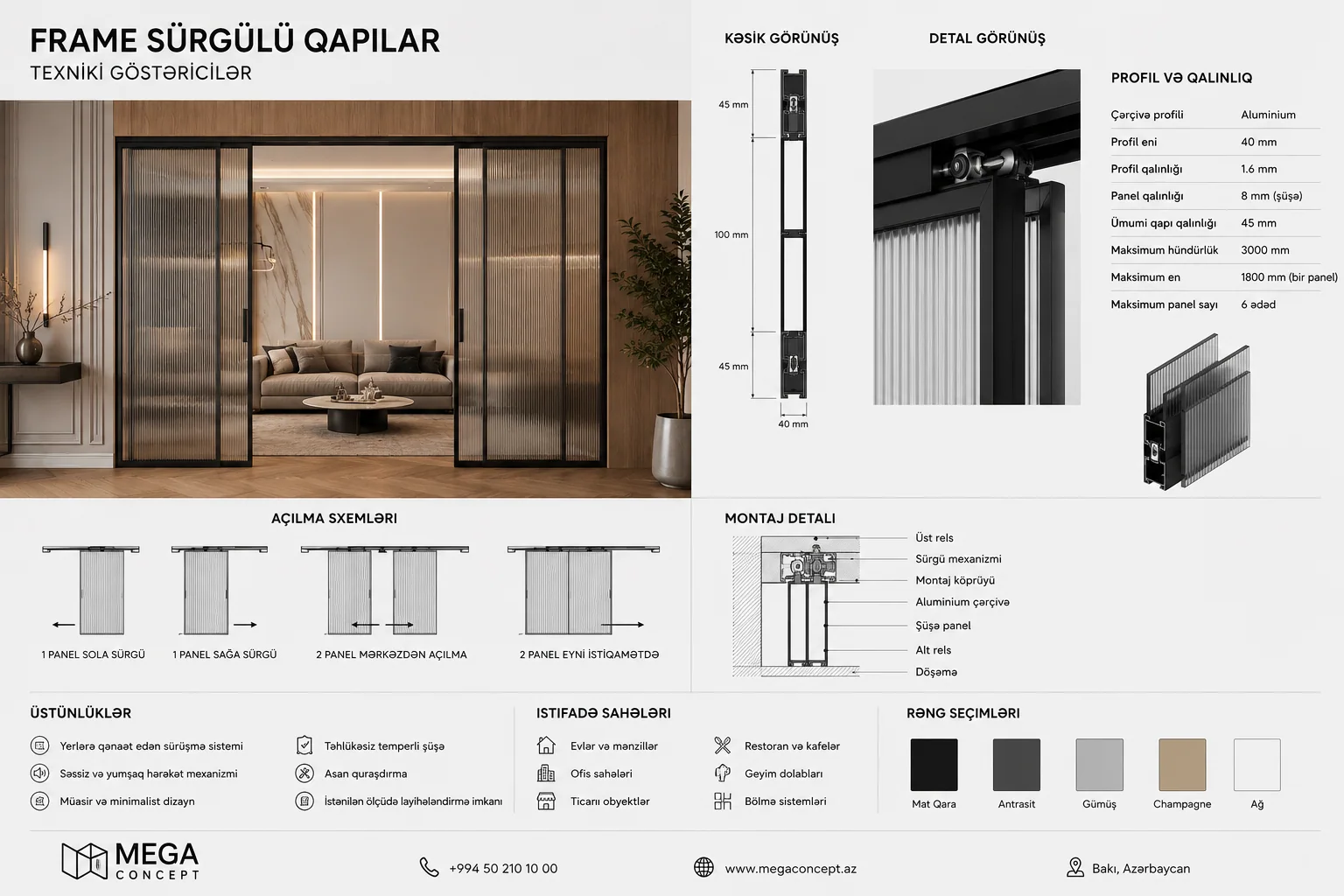Frame sürgülü qapılar — texniki təqdimat