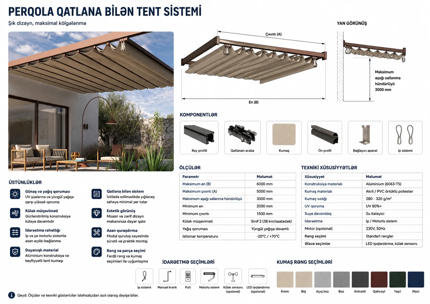Tent perqola sistemləri — texniki təqdimat
